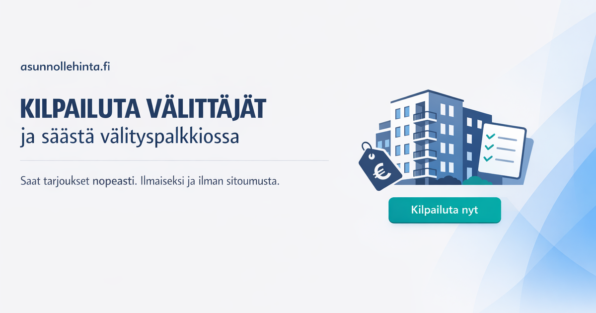 Kilpailuta välittäjät ja valitse paras - Ilmainen palvelu Kiinteistönvälittäjän valinta 2025 - 5 kysymystä parhaan välittäjän löytämiseksi